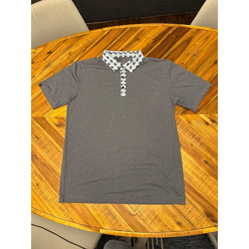 Swannies Golf Polo Mens large Gray Heather Geo Collar Performance